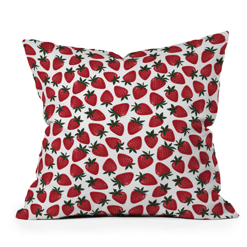 Avenie Spring Garden Strawberries Throw Pillow