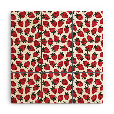 Avenie Spring Garden Strawberries Wood Wall Mural