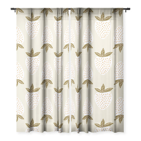 Avenie Spring Garden Strawberry Sheer Window Curtain