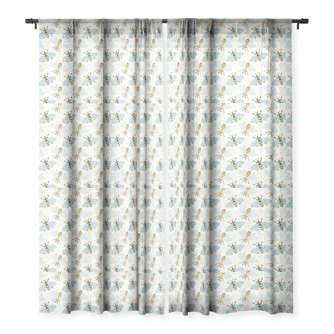 Avenie Spring Honey Bee Sheer Window Curtain