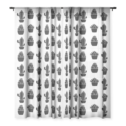 Avenie Succulents Black and White Sheer Non Repeat