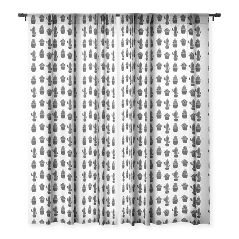 Avenie Succulents Black and White Sheer Window Curtain