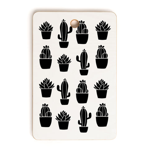 Avenie Succulents Black and White Cutting Board Rectangle