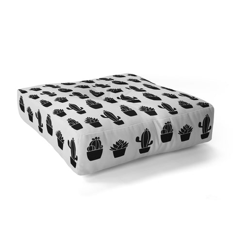 Avenie Succulents Black and White Floor Pillow Square