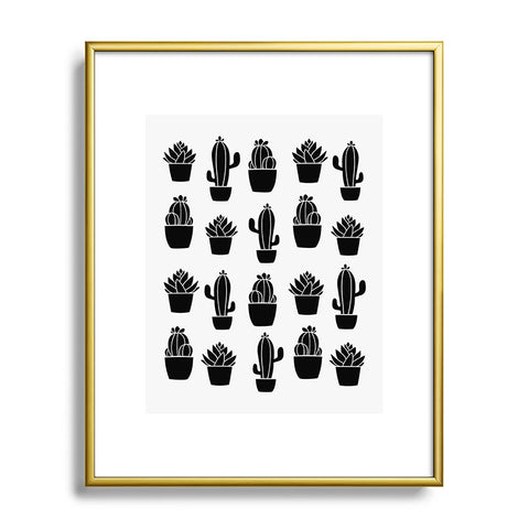 Avenie Succulents Black and White Metal Framed Art Print