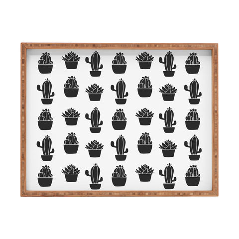 Avenie Succulents Black and White Rectangular Tray
