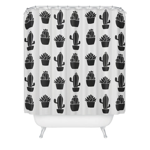 Avenie Succulents Black and White Shower Curtain