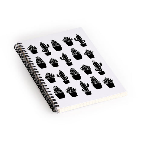 Avenie Succulents Black and White Spiral Notebook