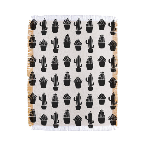 Avenie Succulents Black and White Throw Blanket