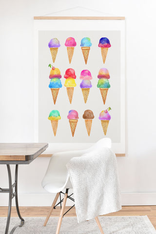 Avenie Summer Ice Cream Cones Art Print And Hanger
