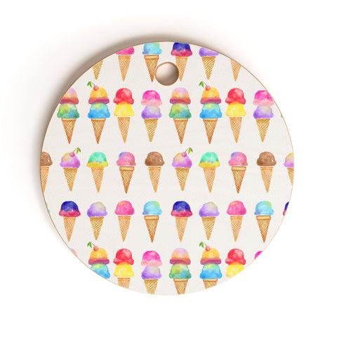 Avenie Summer Ice Cream Cones Cutting Board Round
