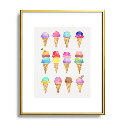 Avenie Summer Ice Cream Cones Metal Framed Art Print