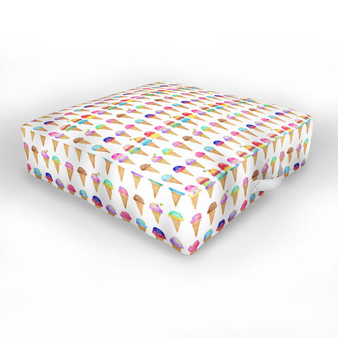 Avenie Summer Ice Cream Cones Outdoor Floor Cushion