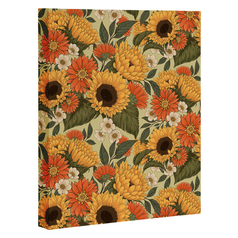 Avenie Sunflower Meadow Calm Green Art Canvas
