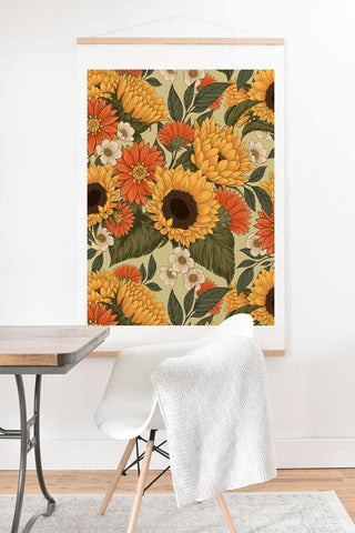 Avenie Sunflower Meadow Calm Green Art Print And Hanger