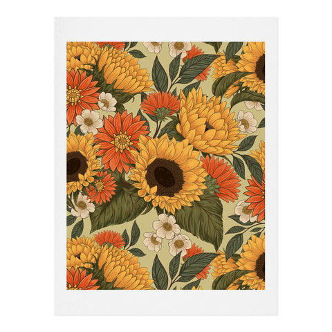 Avenie Sunflower Meadow Calm Green Art Print