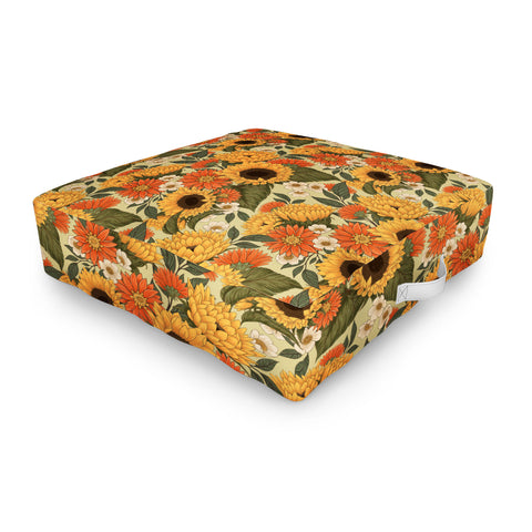 Avenie Sunflower Meadow Calm Green Outdoor Floor Cushion