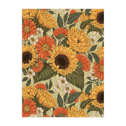 Avenie Sunflower Meadow Calm Green Puzzle