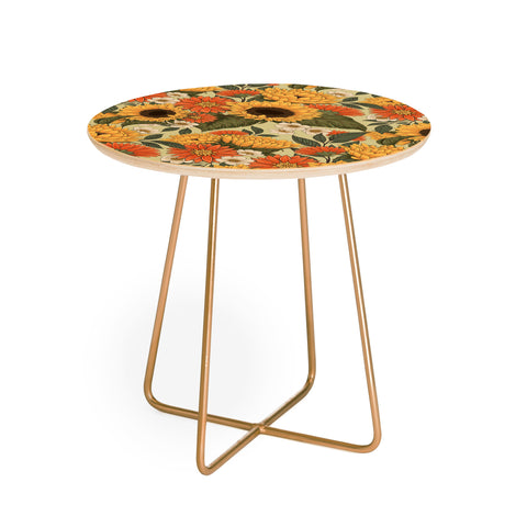 Avenie Sunflower Meadow Calm Green Round Side Table