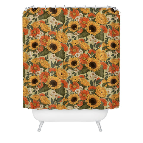 Avenie Sunflower Meadow Calm Green Shower Curtain