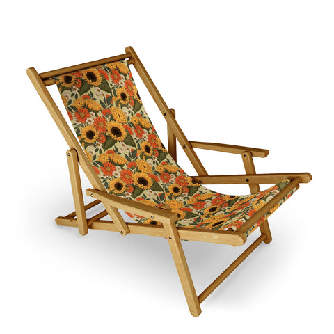 Avenie Sunflower Meadow Calm Green Sling Chair