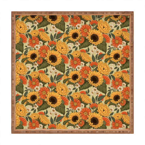 Avenie Sunflower Meadow Calm Green Square Tray