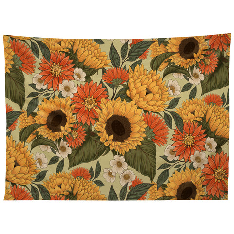 Avenie Sunflower Meadow Calm Green Tapestry