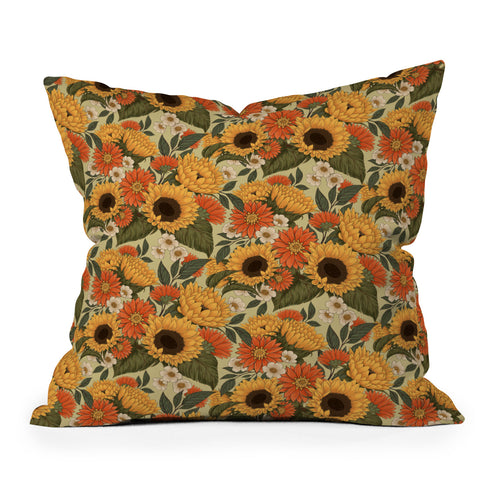 Avenie Sunflower Meadow Calm Green Throw Pillow