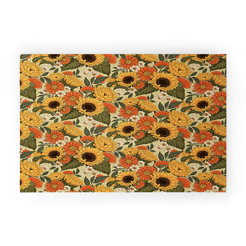 Avenie Sunflower Meadow Calm Green Welcome Mat