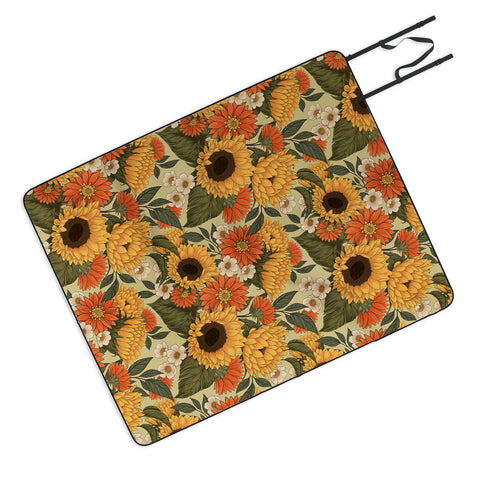 Avenie Sunflower Meadow Calm Green Picnic Blanket