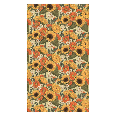 Avenie Sunflower Meadow Calm Green Tablecloth