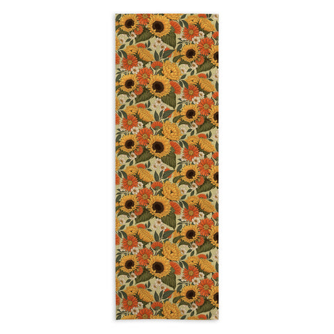 Avenie Sunflower Meadow Calm Green Yoga Towel
