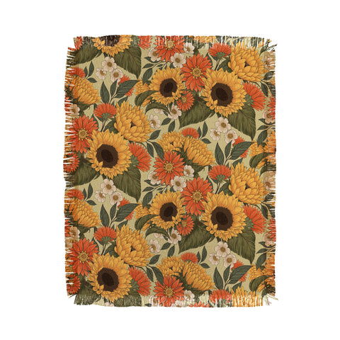 Avenie Sunflower Meadow Calm Green Throw Blanket