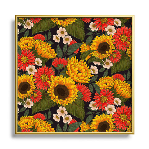 Avenie Sunflower Meadow Metal Square Framed Art Print