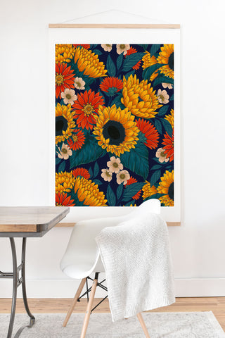 Avenie Sunflower Meadow Mystical Blue Art Print And Hanger