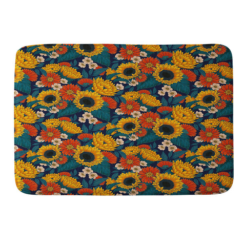 Avenie Sunflower Meadow Mystical Blue Memory Foam Bath Mat