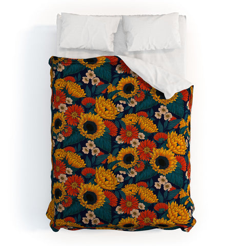 Avenie Sunflower Meadow Mystical Blue Comforter