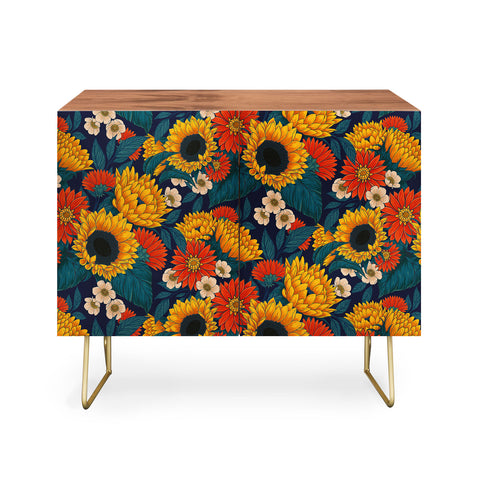 Avenie Sunflower Meadow Mystical Blue Credenza