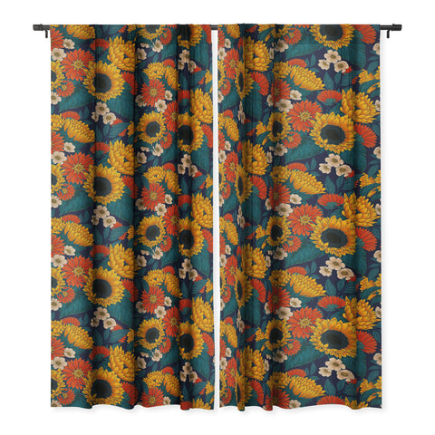 Avenie Sunflower Meadow Mystical Blue Blackout Non Repeat