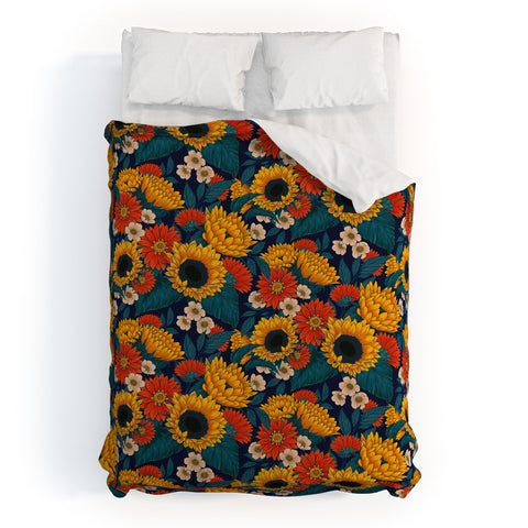 Avenie Sunflower Meadow Mystical Blue Duvet Cover