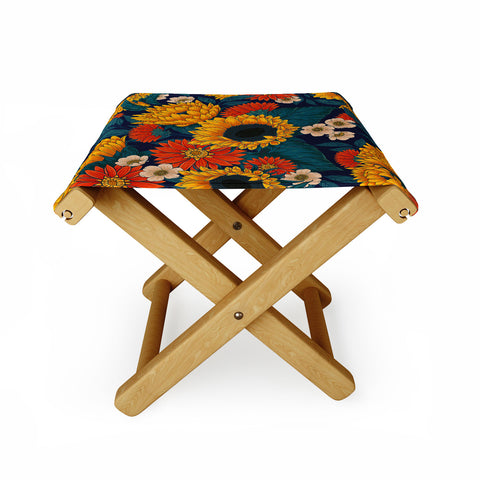 Avenie Sunflower Meadow Mystical Blue Folding Stool
