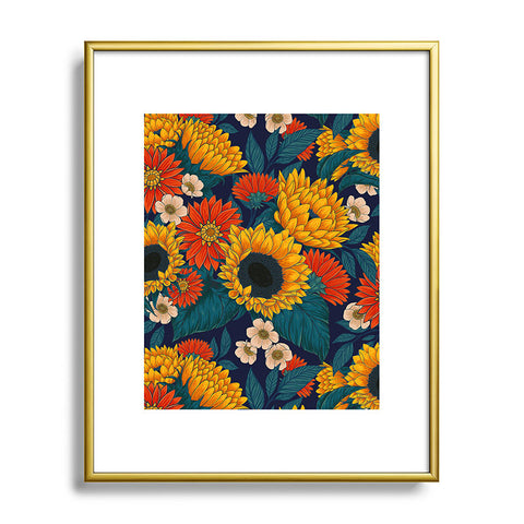 Avenie Sunflower Meadow Mystical Blue Metal Framed Art Print