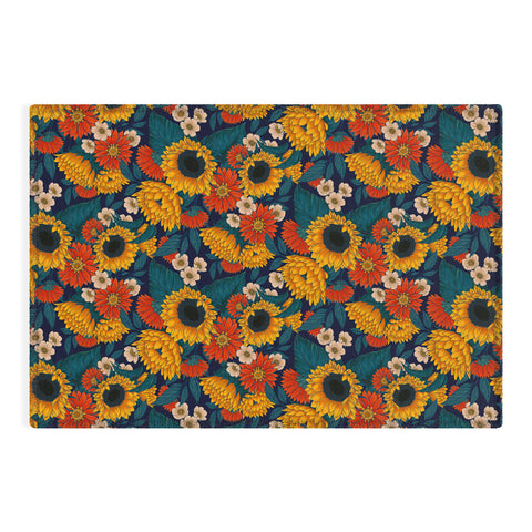 Avenie Sunflower Meadow Mystical Blue Outdoor Rug