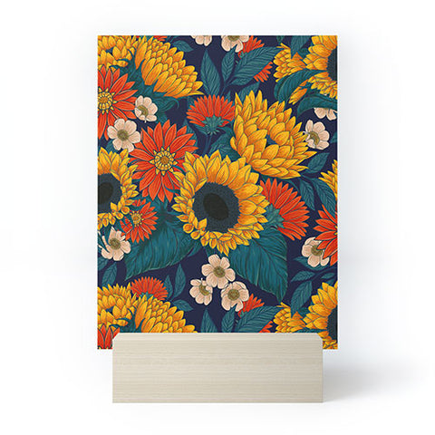 Avenie Sunflower Meadow Mystical Blue Mini Art Print