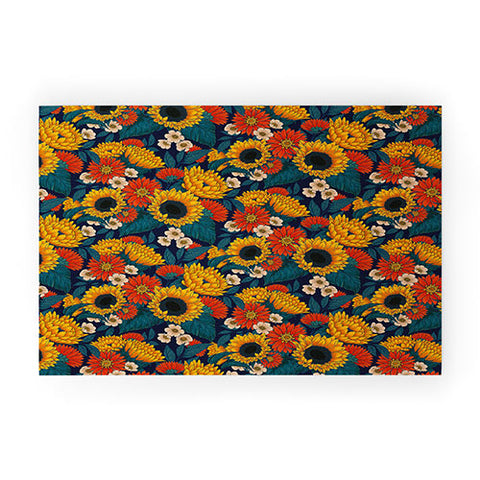 Avenie Sunflower Meadow Mystical Blue Welcome Mat