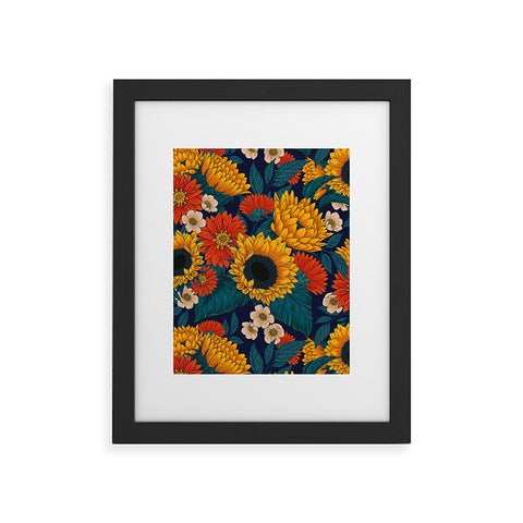 Avenie Sunflower Meadow Mystical Blue Framed Art Print
