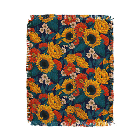 Avenie Sunflower Meadow Mystical Blue Throw Blanket