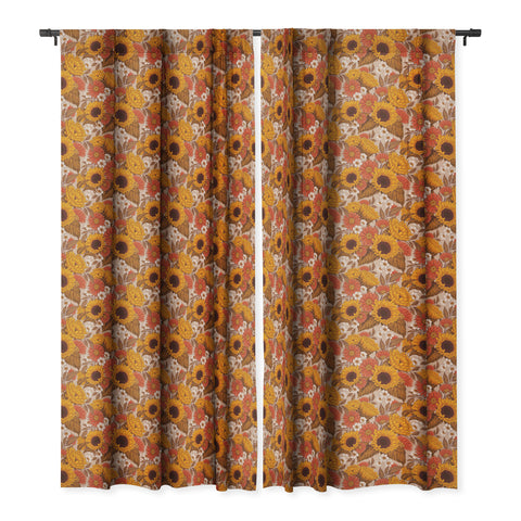 Avenie Sunflower Meadow Neutral Blackout Window Curtain