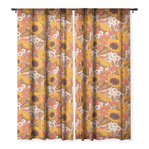 Avenie Sunflower Meadow Neutral Sheer Non Repeat