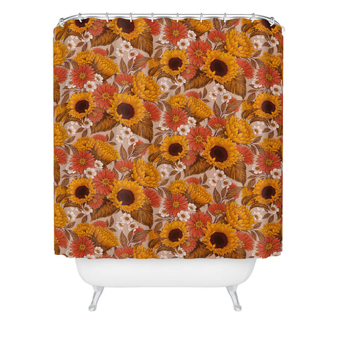 Avenie Sunflower Meadow Neutral Shower Curtain